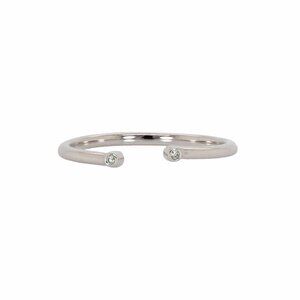 Natural Diamond Accented Stackable Band in Solid 14K White Gold | Fine Jewelry